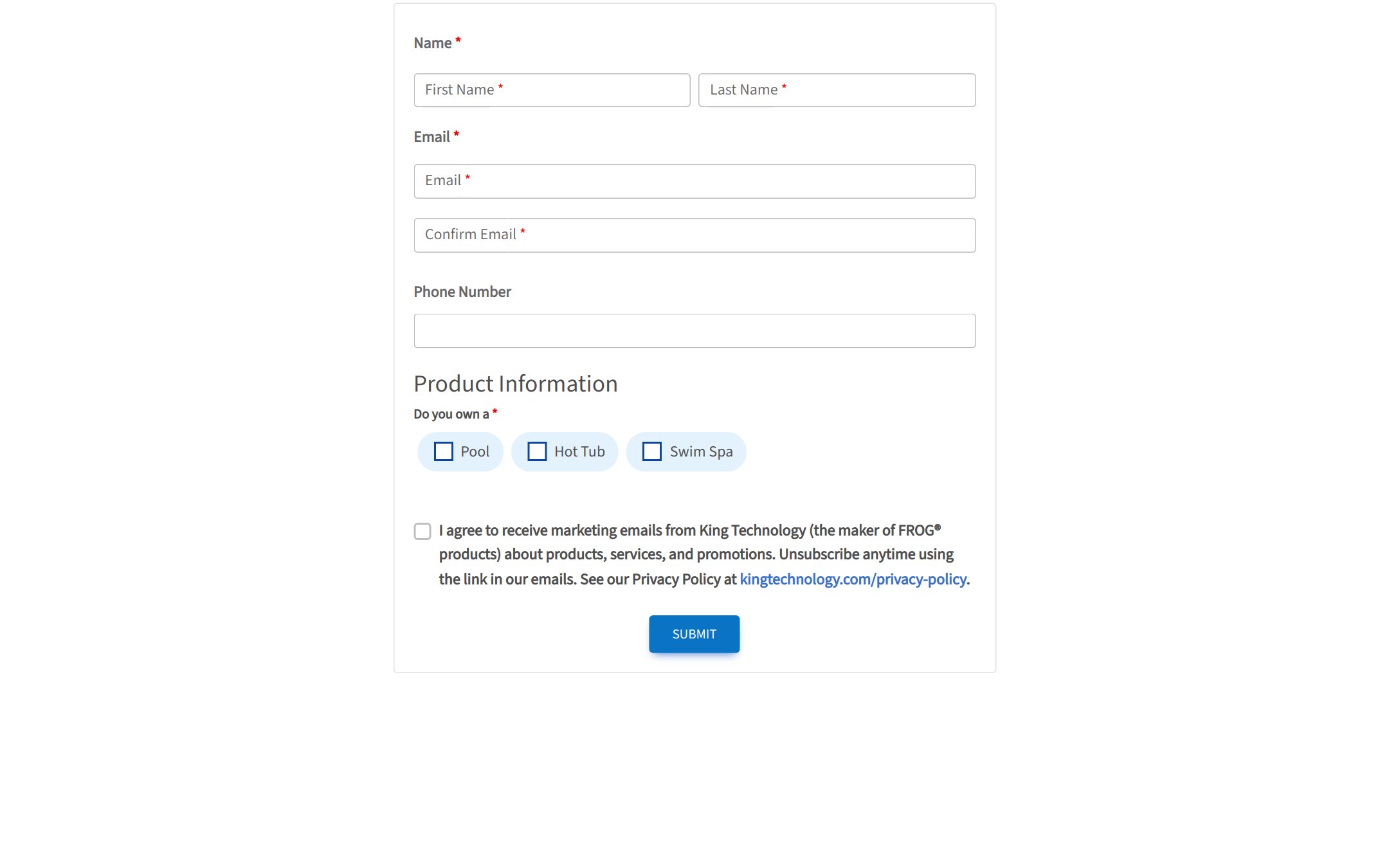 Consumer newsletter signup
