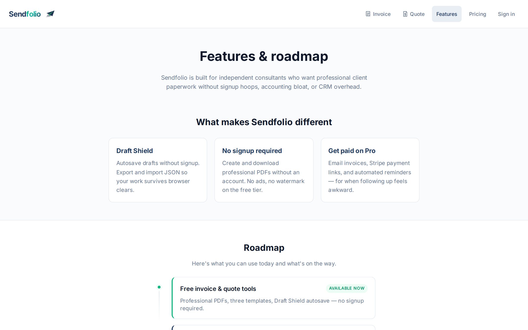 Features & roadmap